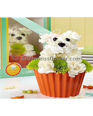 Puppy Cupcake Flower Bouquet